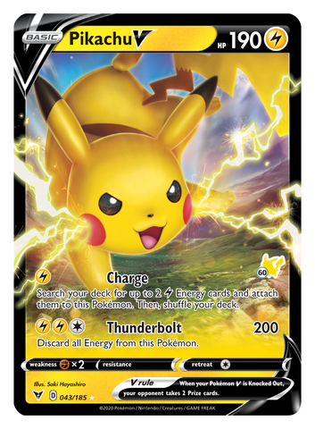 Pikachu V (043/185) (Pikachu Stamp #60) [Battle Academy 2022] - The Mythic Store | 24h Order Processing