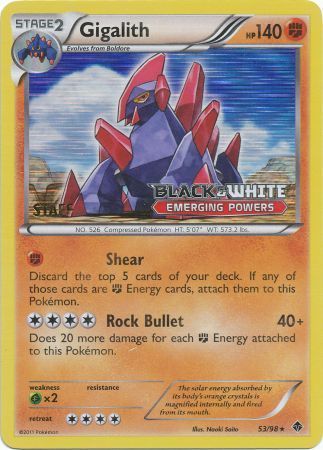 Gigalith (53/98) (Staff Prerelease Promo) [Black & White: Black Star Promos] - The Mythic Store | 24h Order Processing