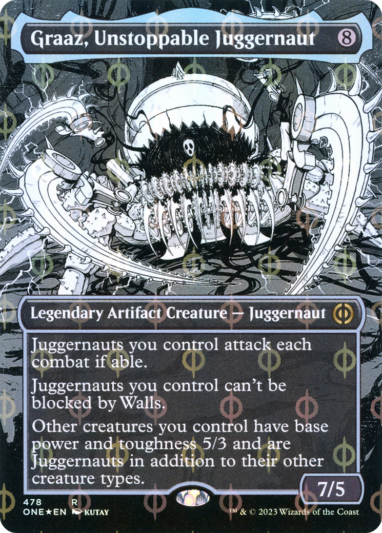 Graaz, Unstoppable Juggernaut (Borderless Manga Step-and-Compleat Foil) [Phyrexia: All Will Be One] - The Mythic Store | 24h Order Processing
