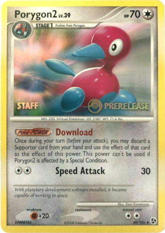 Porygon2 (49/106) (Staff Prerelease Promo) [Diamond & Pearl: Black Star Promos] - The Mythic Store | 24h Order Processing