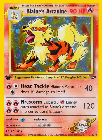 Blaine's Arcanine (1/132) [Gym Challenge 1st Edition] - The Mythic Store | 24h Order Processing