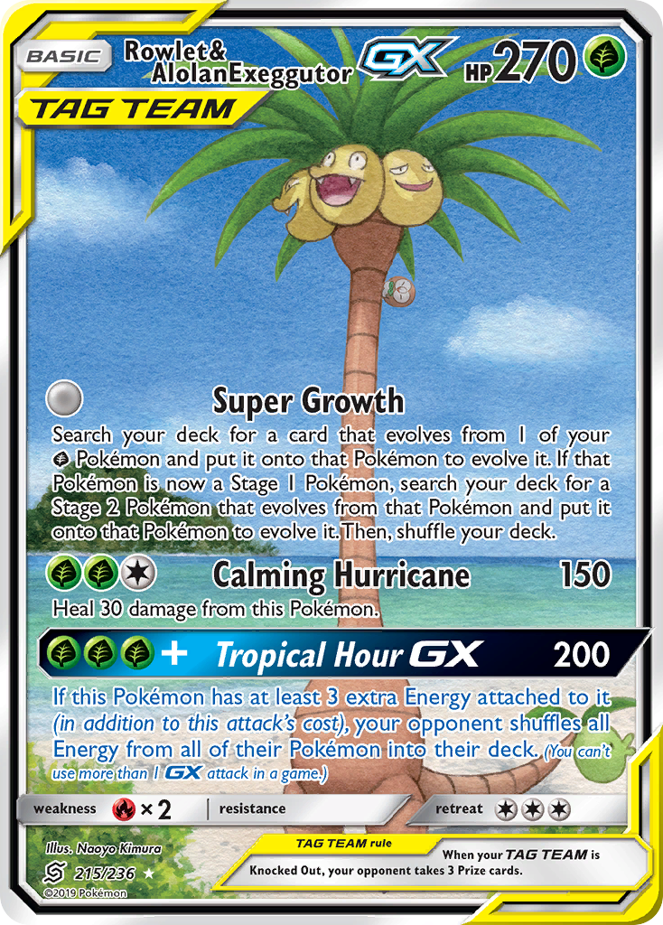 Rowlet & Alolan Exeggutor GX (215/236) [Sun & Moon: Unified Minds] - The Mythic Store | 24h Order Processing