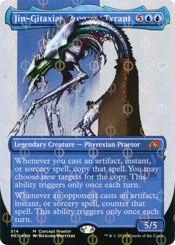 Jin-Gitaxias, Progress Tyrant (Borderless Concept Praetors Step-and-Compleat Foil) [Phyrexia: All Will Be One] - The Mythic Store | 24h Order Processing