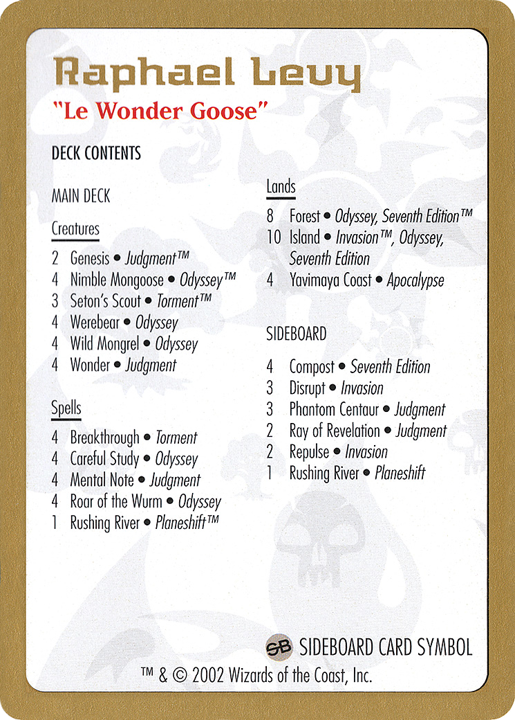 Raphael Levy Decklist [World Championship Decks 2002] - The Mythic Store | 24h Order Processing