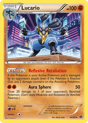 Lucario (64/99) (Cosmos Holo) (Blister Exclusive) [Black & White: Next Destinies] - The Mythic Store | 24h Order Processing