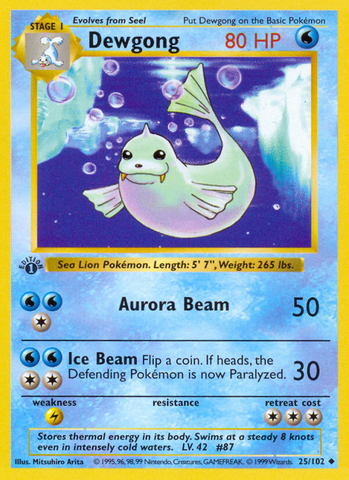 Dewgong (25/102) (Shadowless) [Base Set 1st Edition] - The Mythic Store | 24h Order Processing