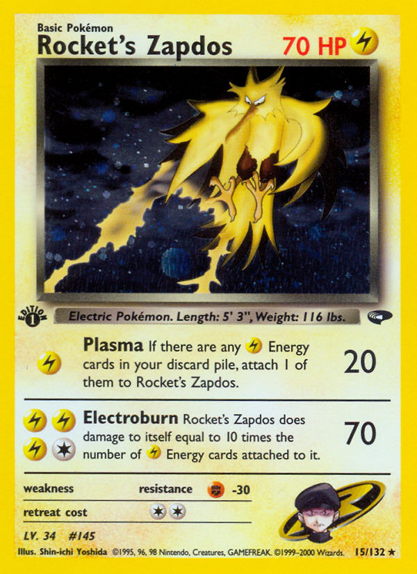 Rocket's Zapdos (15/132) [Gym Challenge 1st Edition] - The Mythic Store | 24h Order Processing