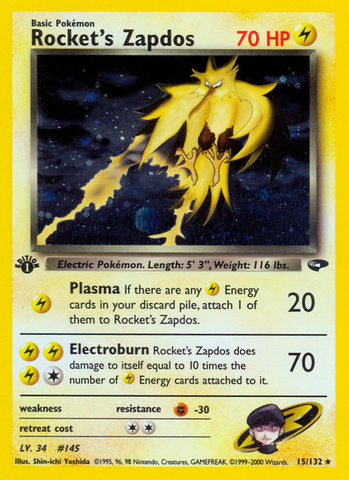 Rocket's Zapdos (15/132) [Gym Challenge 1st Edition] - The Mythic Store | 24h Order Processing