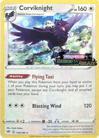 Corviknight (156/189) (Cosmos Holo) [Sword & Shield: Darkness Ablaze] - The Mythic Store | 24h Order Processing