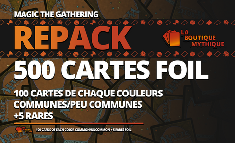 MTG Bulk Repack FOIL: 500 Cards (5 Colors) + 5 Rares - The Mythic Store | 24h Order Processing