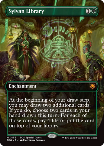 Sylvan Library (Borderless) [Secrets of Strixhaven Special Guests] - The Mythic Store | 24h Order Processing