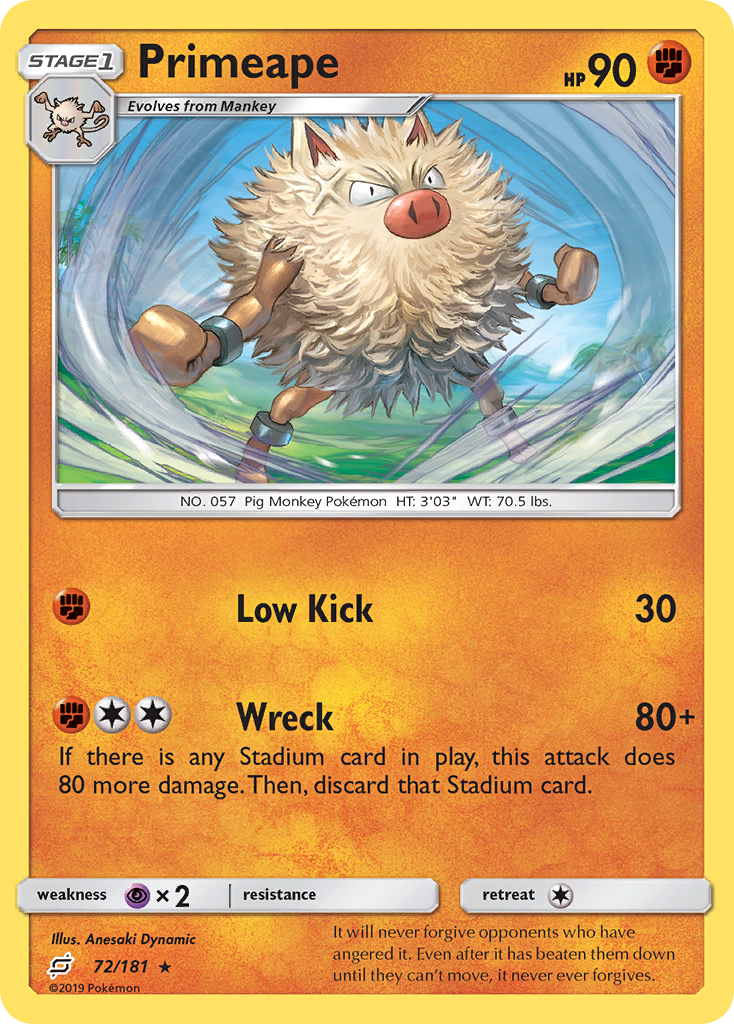 Primeape (72/181) [Sun & Moon: Team Up] - The Mythic Store | 24h Order Processing