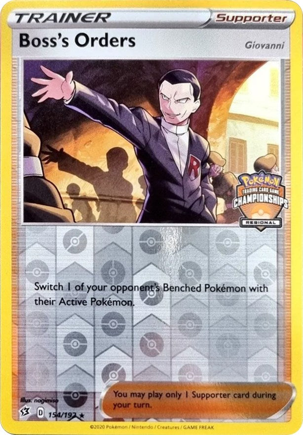 Boss's Orders (154/192) (Giovanni) (Regional Championship Promo) [Sword & Shield: Rebel Clash] - The Mythic Store | 24h Order Processing