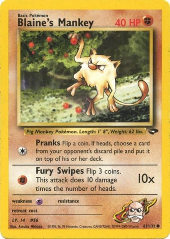 Blaine's Mankey (63/132) [Gym Challenge Unlimited] - The Mythic Store | 24h Order Processing