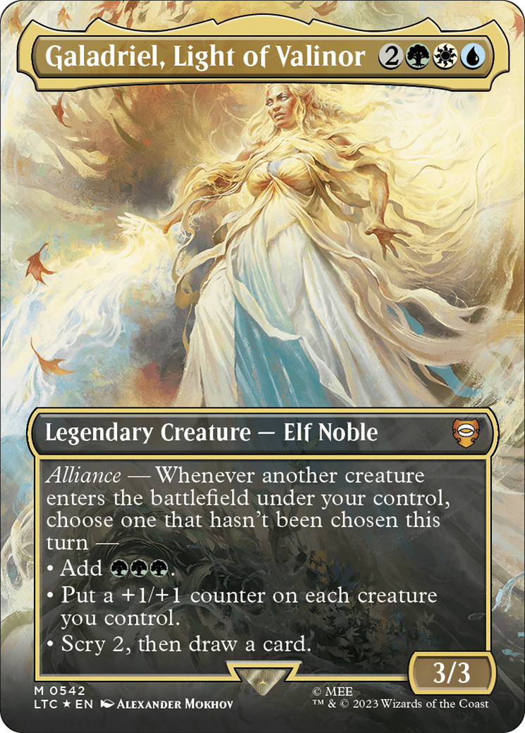 Galadriel, Light of Valinor (Borderless) (Surge Foil) [The Lord of the Rings: Tales of Middle-Earth Commander] - The Mythic Store | 24h Order Processing