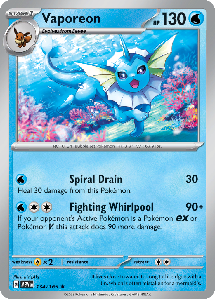 Vaporeon (134/165) [Scarlet & Violet 151] - The Mythic Store | 24h Order Processing