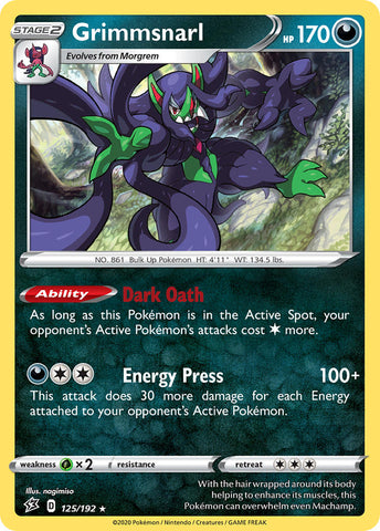 Grimmsnarl (125/192) (Theme Deck Exclusive) [Sword & Shield: Rebel Clash] - The Mythic Store | 24h Order Processing