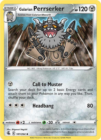 Galarian Perrserker (181/264) [Sword & Shield: Fusion Strike] - The Mythic Store | 24h Order Processing