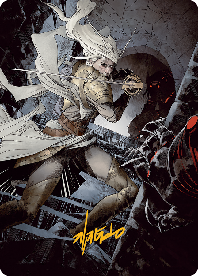 Thalia, Guardian of Thraben Art Card (Gold-Stamped Signature) [March of the Machine Art Series] - The Mythic Store | 24h Order Processing