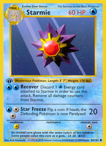 Starmie (64/102) (Shadowless) [Base Set 1st Edition] - The Mythic Store | 24h Order Processing
