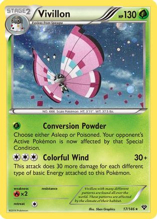 Vivillon (17/146) (Meadow Form/Pink Wings) (Cosmos Holo) [XY: Base Set] - The Mythic Store | 24h Order Processing