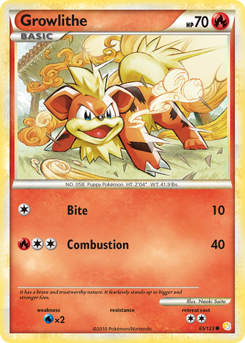 Growlithe (65/123) [HeartGold & SoulSilver: Base Set] - The Mythic Store | 24h Order Processing