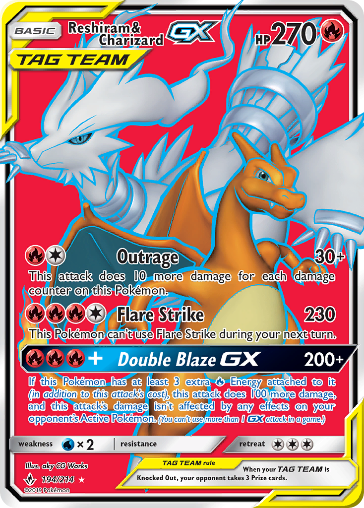 Reshiram & Charizard GX (194/214) [Sun & Moon: Unbroken Bonds] - The Mythic Store | 24h Order Processing