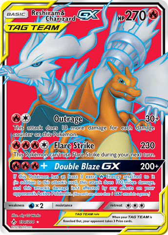 Reshiram & Charizard GX (194/214) [Sun & Moon: Unbroken Bonds] - The Mythic Store | 24h Order Processing