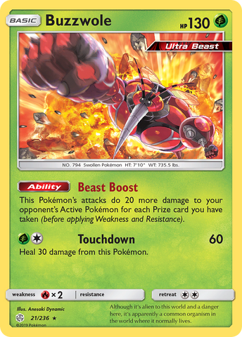 Buzzwole (21/236) [Sun & Moon: Cosmic Eclipse] - The Mythic Store | 24h Order Processing