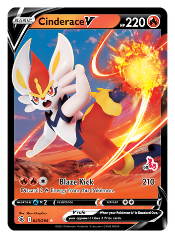 Cinderace V (043/264) (Cinderace Stamp #60) [Battle Academy 2022] - The Mythic Store | 24h Order Processing