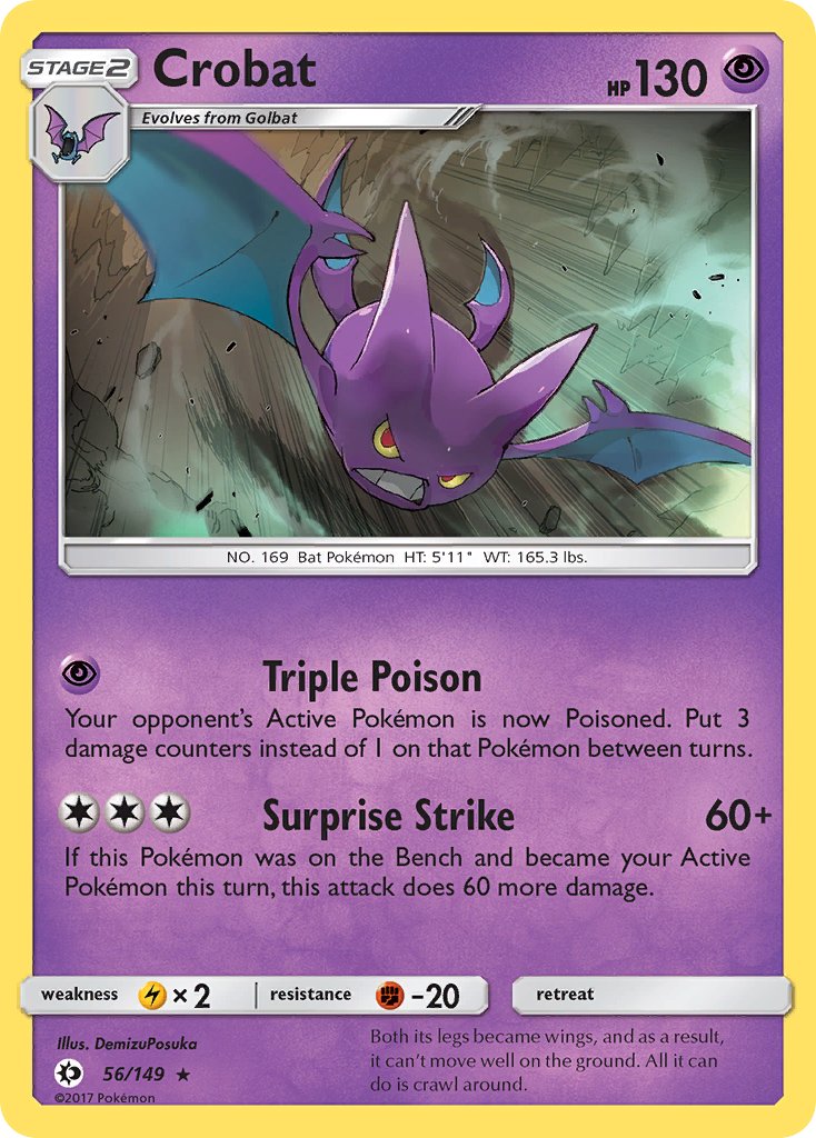 Crobat (56/149) (Prerelease Kit Exclusive) (Theme Deck Exclusive) [Sun & Moon: Base Set] - The Mythic Store | 24h Order Processing