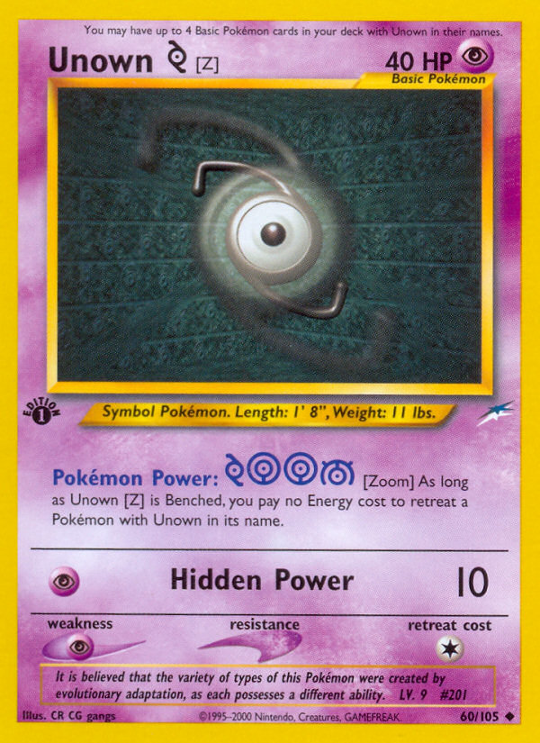 Unown [Z] (60/105) [Neo Destiny 1st Edition] - The Mythic Store | 24h Order Processing