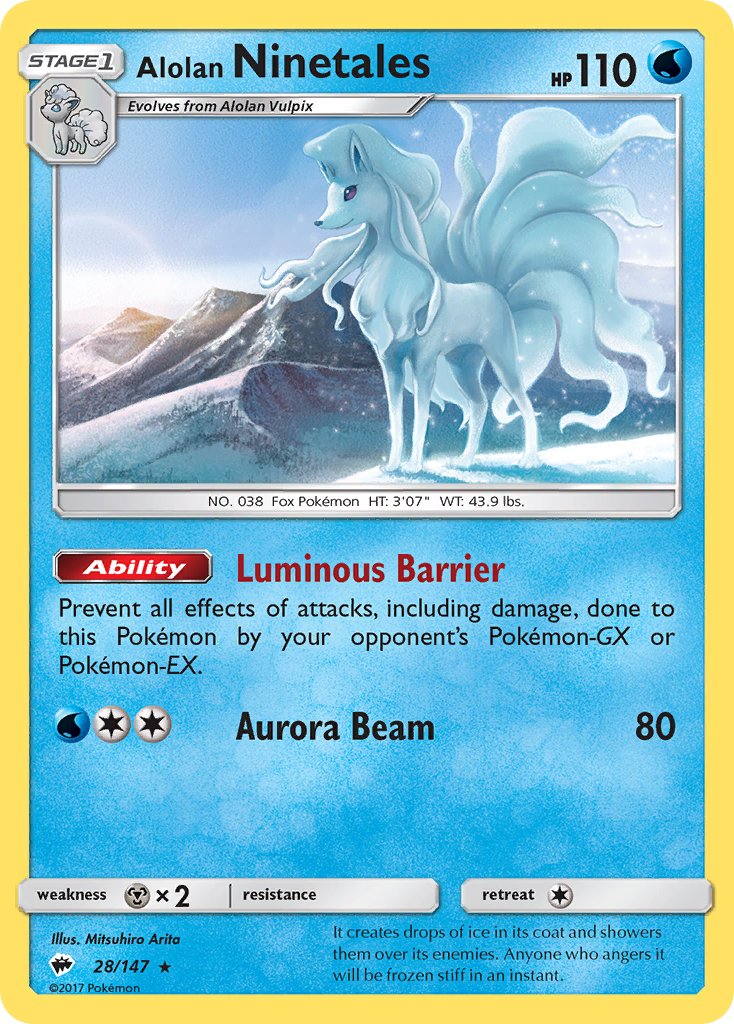 Alolan Ninetales (28/147) (Cracked Ice Holo) (Theme Deck Exclusive) [Sun & Moon: Burning Shadows] - The Mythic Store | 24h Order Processing