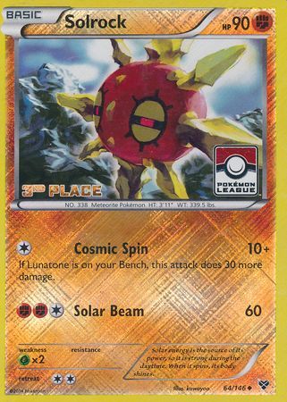 Solrock (64/146) (3rd Place League Challenge Promo) [XY: Base Set] - The Mythic Store | 24h Order Processing