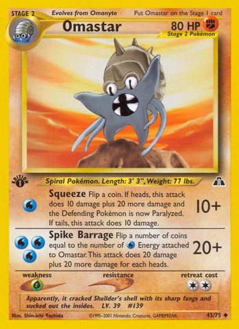Omastar (43/75) [Neo Discovery 1st Edition] - The Mythic Store | 24h Order Processing