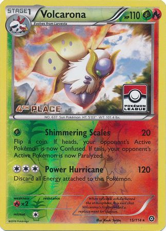 Volcarona (15/114) (League Promo 4th Place) [XY: Steam Siege] - The Mythic Store | 24h Order Processing