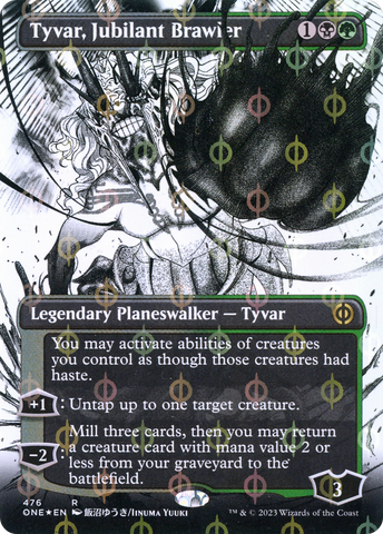 Tyvar, Jubilant Brawler (Borderless Manga Step-and-Compleat Foil) [Phyrexia: All Will Be One] - The Mythic Store | 24h Order Processing
