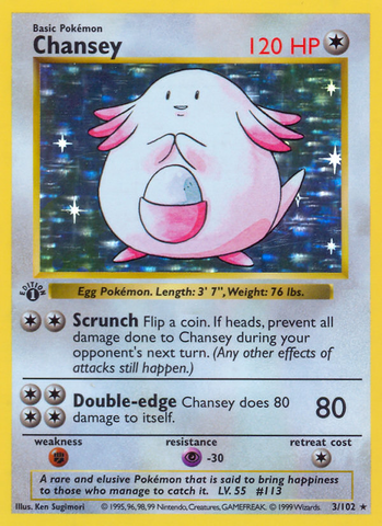 Chansey (3/102) (Shadowless) [Base Set 1st Edition] - The Mythic Store | 24h Order Processing