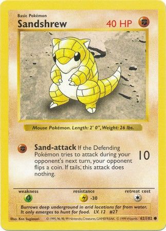 Sandshrew (62/102) [Base Set Shadowless Unlimited] - The Mythic Store | 24h Order Processing