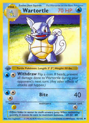 Wartortle (42/102) (Shadowless) [Base Set 1st Edition] - The Mythic Store | 24h Order Processing