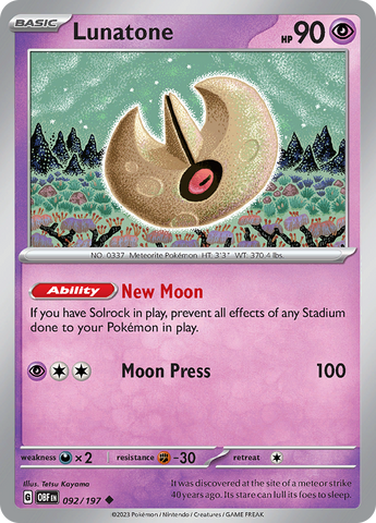 Lunatone (092/197) [Scarlet & Violet: Obsidian Flames] - The Mythic Store | 24h Order Processing