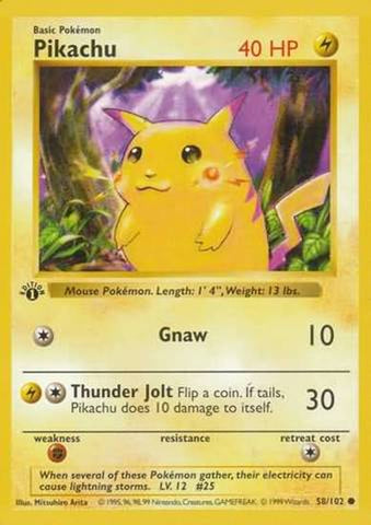 Pikachu (58/102) (Red Cheeks Misprint) [Base Set 1st Edition] - The Mythic Store | 24h Order Processing