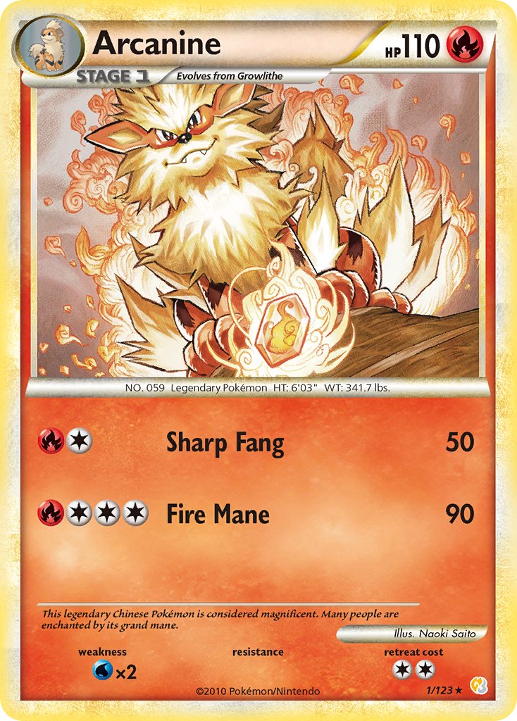 Arcanine (1/123) (Theme Deck Exclusive) [HeartGold & SoulSilver: Base Set] - The Mythic Store | 24h Order Processing