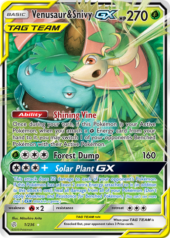 Venusaur & Snivy GX (1/236) [Sun & Moon: Cosmic Eclipse] - The Mythic Store | 24h Order Processing