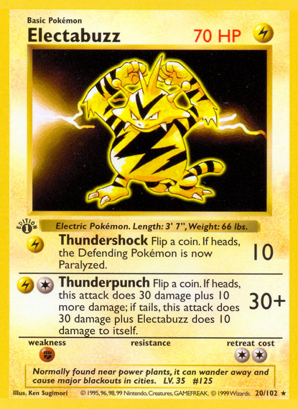 Electabuzz (20/102) (Shadowless) [Base Set 1st Edition] - The Mythic Store | 24h Order Processing