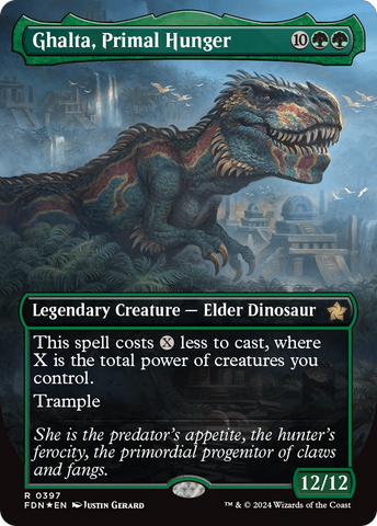 Ghalta, Primal Hunger (Borderless) (Mana Foil) [Foundations] - The Mythic Store | 24h Order Processing
