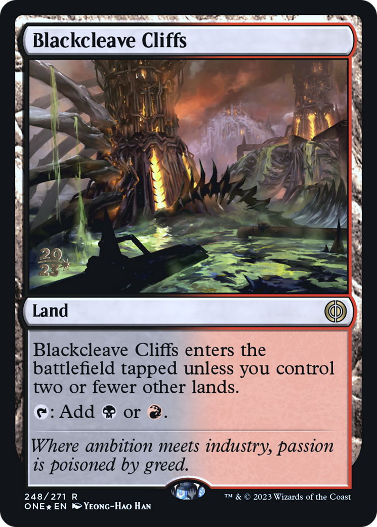 Blackcleave Cliffs [Phyrexia: All Will Be One Prerelease Promos] - The Mythic Store | 24h Order Processing