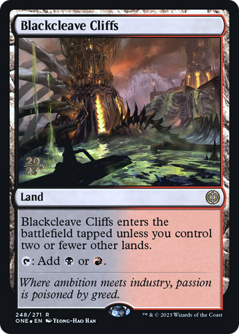 Blackcleave Cliffs [Phyrexia: All Will Be One Prerelease Promos] - The Mythic Store | 24h Order Processing