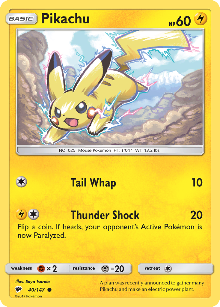 Pikachu (40/147) [Sun & Moon: Burning Shadows] - The Mythic Store | 24h Order Processing