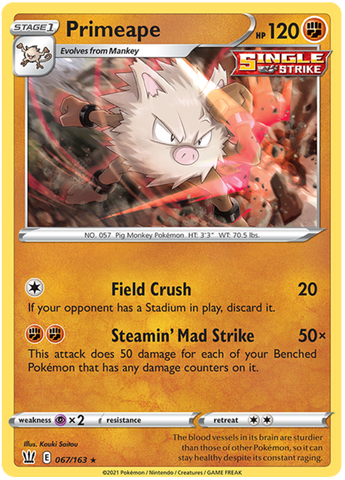 Primeape (067/163) [Sword & Shield: Battle Styles] - The Mythic Store | 24h Order Processing